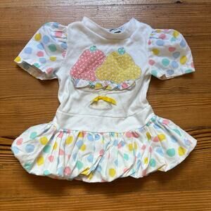 Tickle Me vintage 90s white ice cream sundae polka dot shirt SIZE 12M